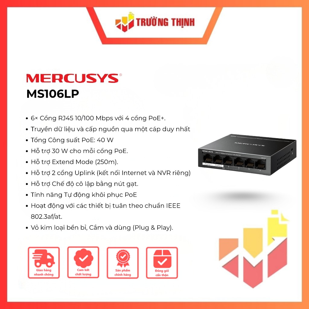 Switch để bàn 6 cổng Mercusys MS106LP