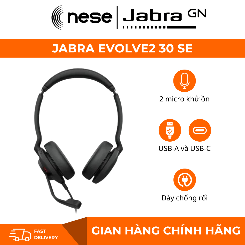 🎧 [CHÍNH HÃNG] Tai Nghe Jabra Evolve2 30 SE- Công nghệ micro 2 mic chống ồn