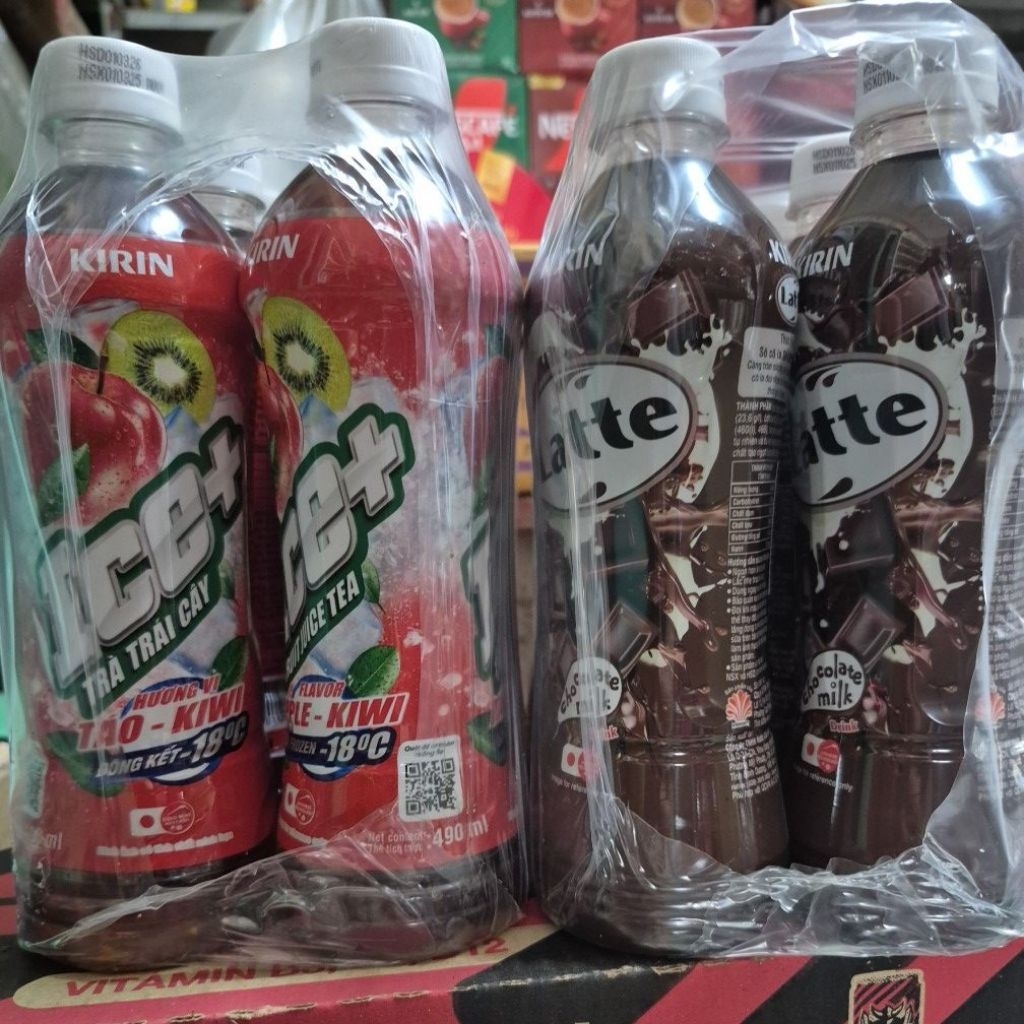 Combo 2 lốc nước trà trái cây và latte socola sữa