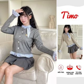  Áo nữ dài tay cổ phối nơ nhẹ dáng ôm chất len lông thỏ thun mịn dễ phối đồ  kèm quà tặng  AOT096 