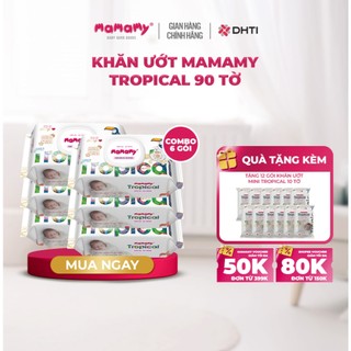  Khăn ướt cao cấp cho bé Mamamy Tropical gói 90 tờ 100% sợi tự nhiên và rayon ngừa hăm mềm dai sạch cực 