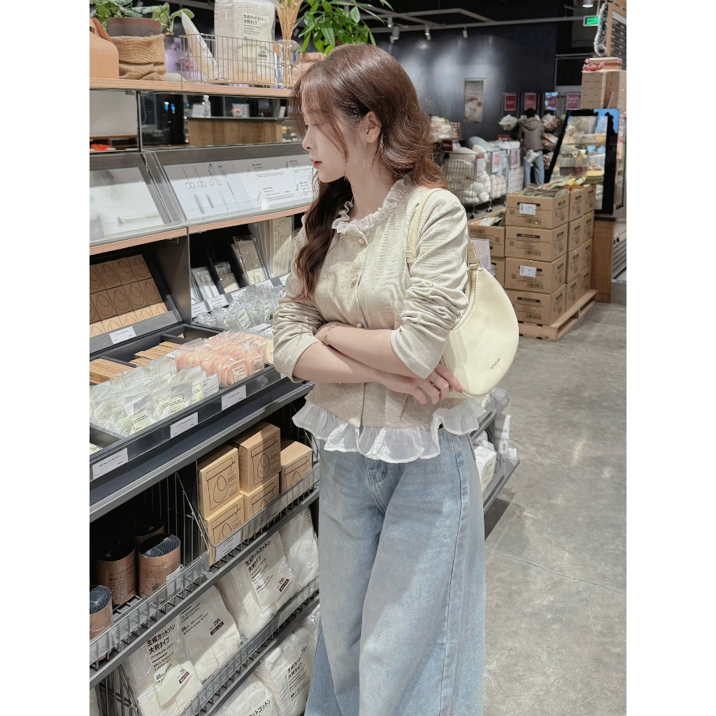 Áo nữ tay dài dáng cardigan cổ bèo phong cách tiểu thư nhẹ nhàng dễ phối đồ (kèm quà tặng) AOT093 | BigBuy360 - bigbuy360.vn
