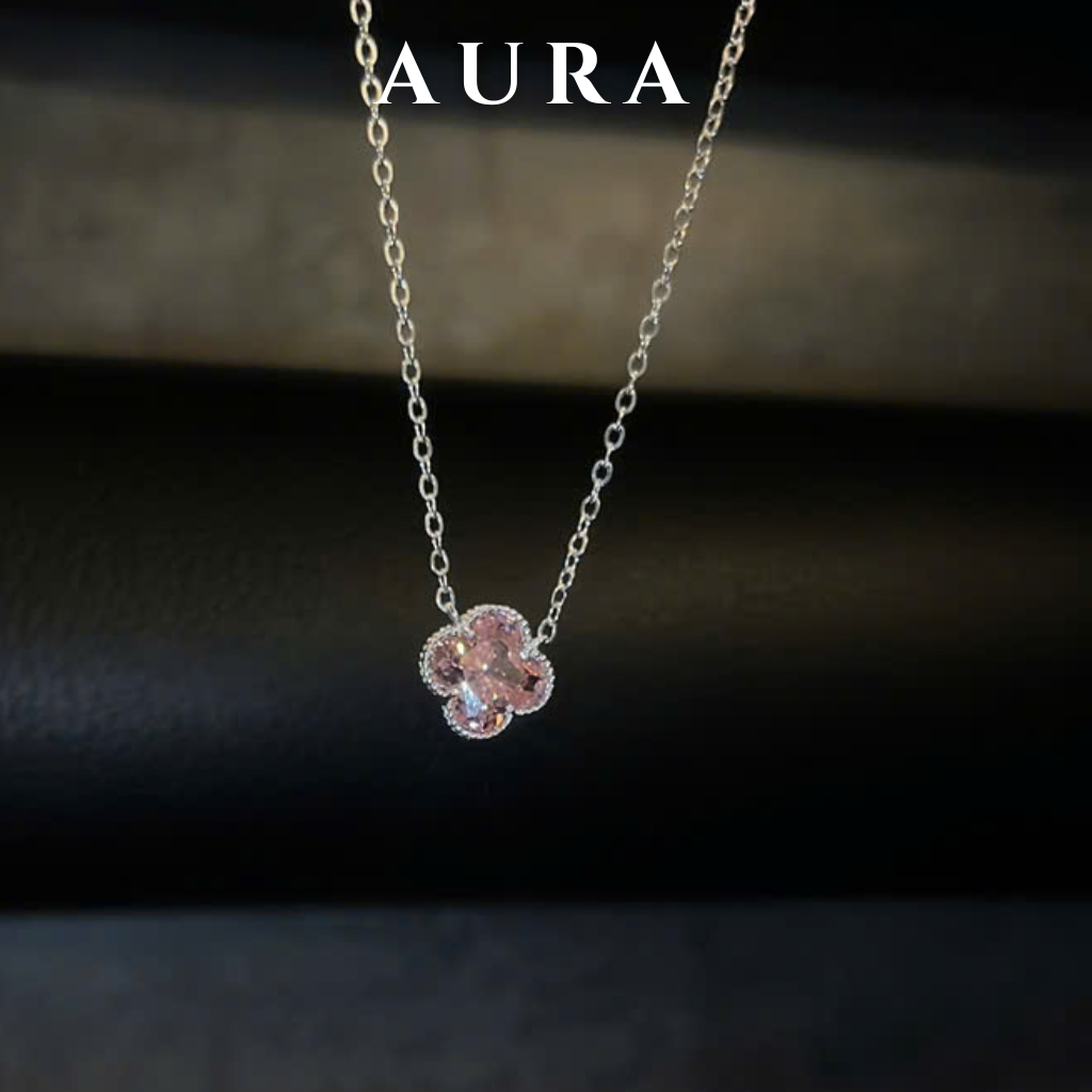 Dây Chuyền Cỏ 4 Lá Bạc Nữ AURA STORE - Vòng Cổ Bạc 925 Sang Trọng, Quà Tặng Kèm Hộp - BS09