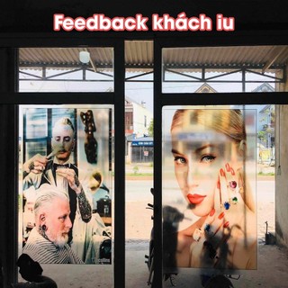 Tranh Decal Trong Xuyên Sáng Dán Cửa Kính Cỡ 70*100 Tóc Nữ, Tranh Decal Dán Kính 3D Salon Tóc