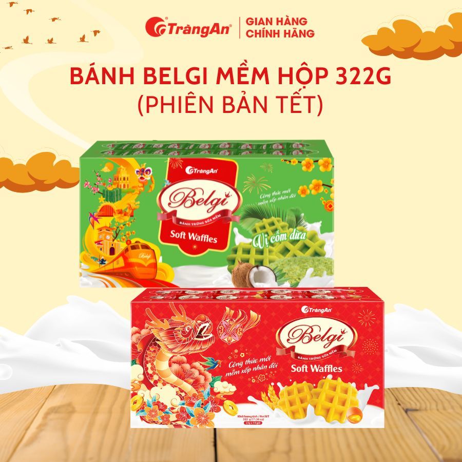 [PHIÊN BẢN TẾT] Bánh Belgi trứng sữa mềm dạng hộp 322g 14 bánh/hộp, bữa phụ hoàn hảo cho cả gia đình