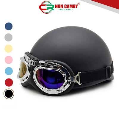 Mũ bảo hiểm nửa đầu kính phi công CAMRY Helmets nhiều màu, tùy chọn phụ kiện kính UV, phi công, lưỡi chai