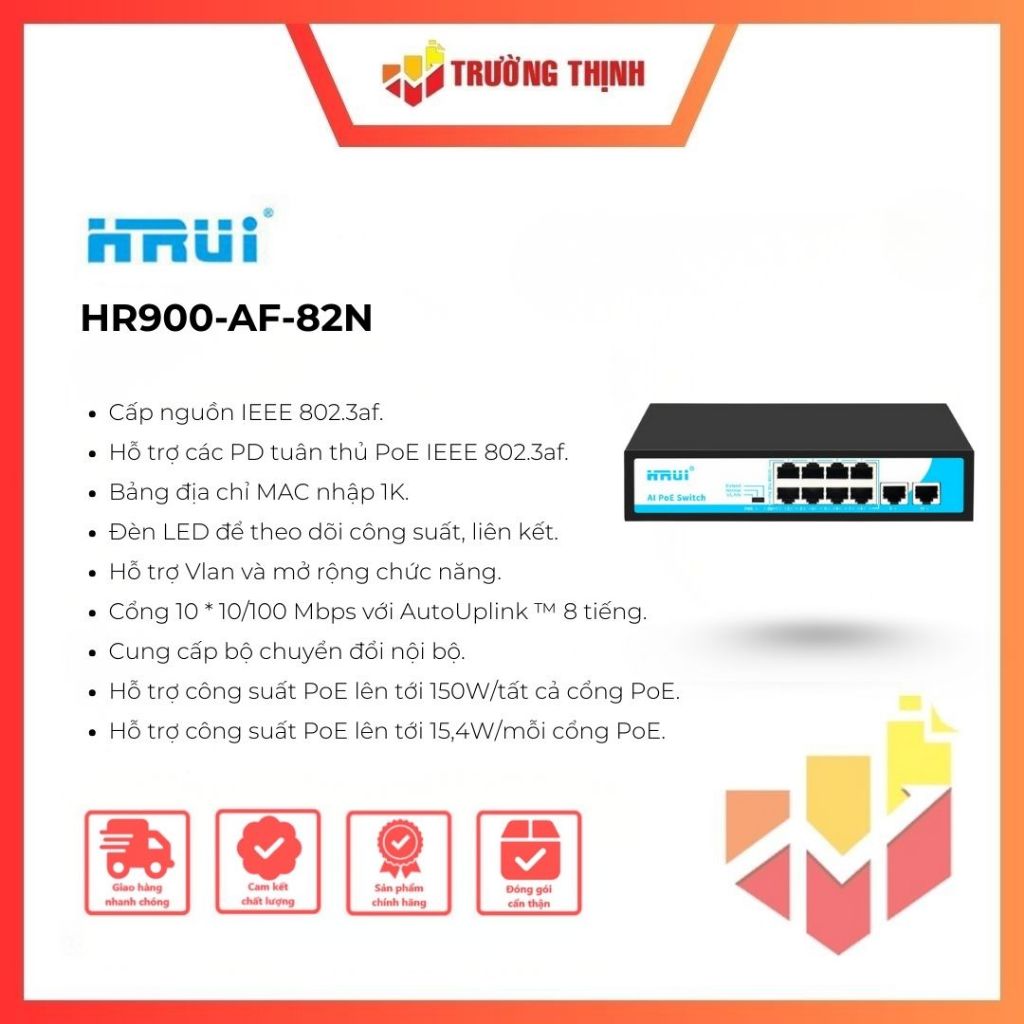 Switch POE Hrui 8 Port HR900-AF-82N