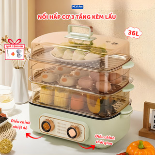  Nồi Hấp Lẩu Điện 32L Đa Năng Máy Hấp Kèm Lẩu 3 Tầng Hấp Gà Nguyên Con 3kg Công Suất 1000W 