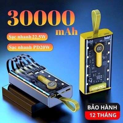 Sạc dự phòng có sạc nhanh 20W pd22.5W 30000mah 50000mah thích hợp cho phone 16 15 / 14 / 13 / 12 xiaomi Có Đèn LED