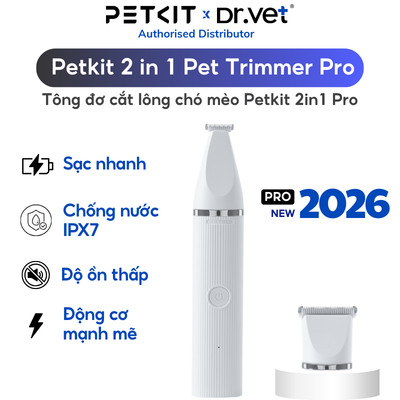[Bản mới 2026] Tông đơ cắt lông chó mèo PETKIT 2in1 Pet Trimmer Pro dùng pin sạc, cắt bén, ồn thấp