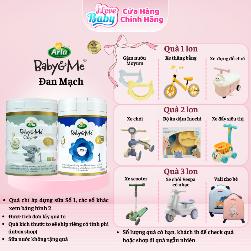 Sữa Bột Arla Baby&Me Organic Đạm A2 & Arla HMO-Phát Triển Toàn Diện số 1 "ilovebabyshop"