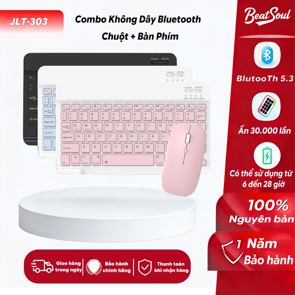 Bàn phím chuột không dây bluetooth văn phòng mini 10 inch / máy tính bàn phím chuột bộ đồ (Giao hàng ngay)