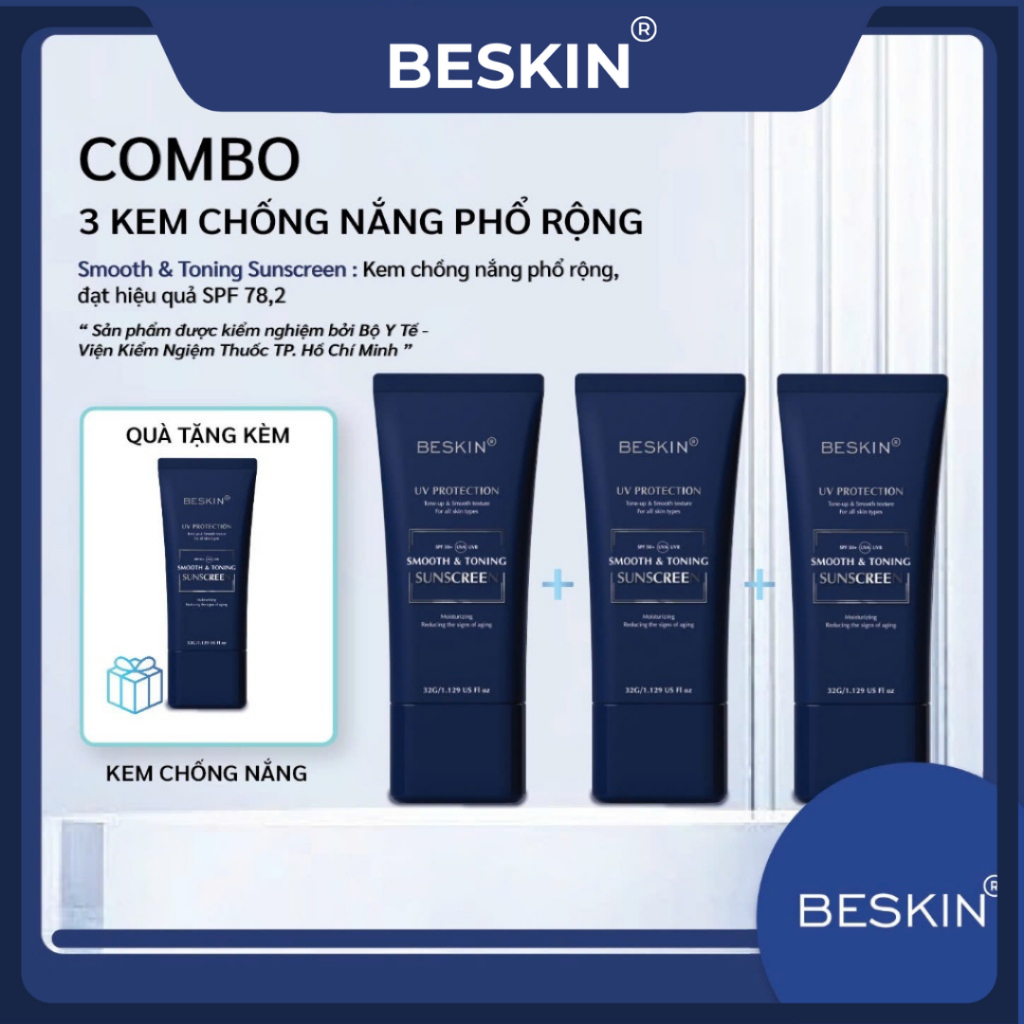 [MUA 3 TẶNG 1] COMBO 3 TUÝP: KEM CHỐNG NẮNG PHỔ RỘNG "SMOOTH & TONING SUNSCREEN" SPF 50+ - 32g - Thư