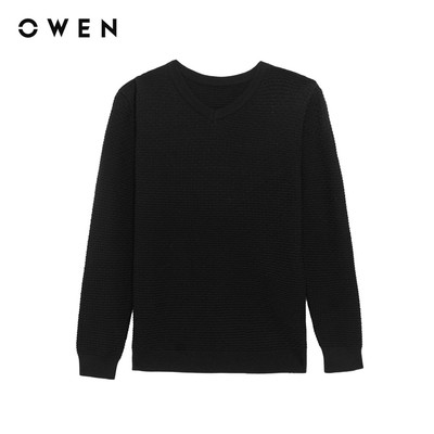 Owen - Áo len Slim Fit ALC256013 màu Đen chất liệu Acrylic