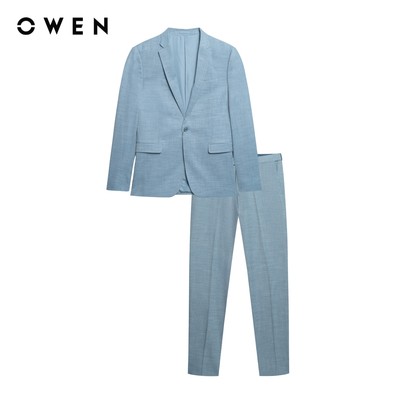 Owen - Bộ comple Slim Fit VES256134 màu Xanh nhạt chất liệu TR Spandex