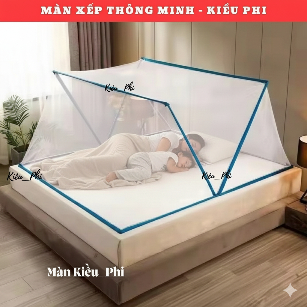 Màn chụp tự bung gấp gọn ⚡Kiều Phi⚡ mùng chụp ngủ chống muỗi người lớn mẫu xếp gấp gọn thông minh