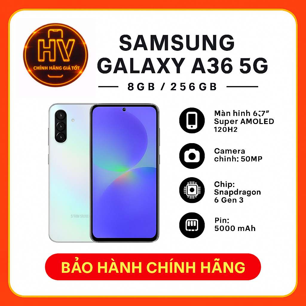 Điện thoại Samsung Galaxy A36 5G 8GB/256GB - Hàng Chính Hãng