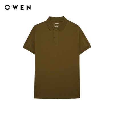 Owen - Áo polo Bodyfit APV257144 màu Rêu chất liệu CVC Spandex