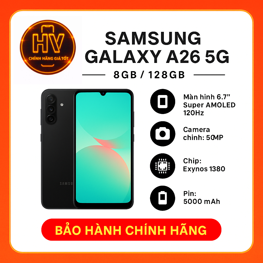 Điện thoại Samsung Galaxy A26 5G 8GB/128GB - Hàng Chính Hãng