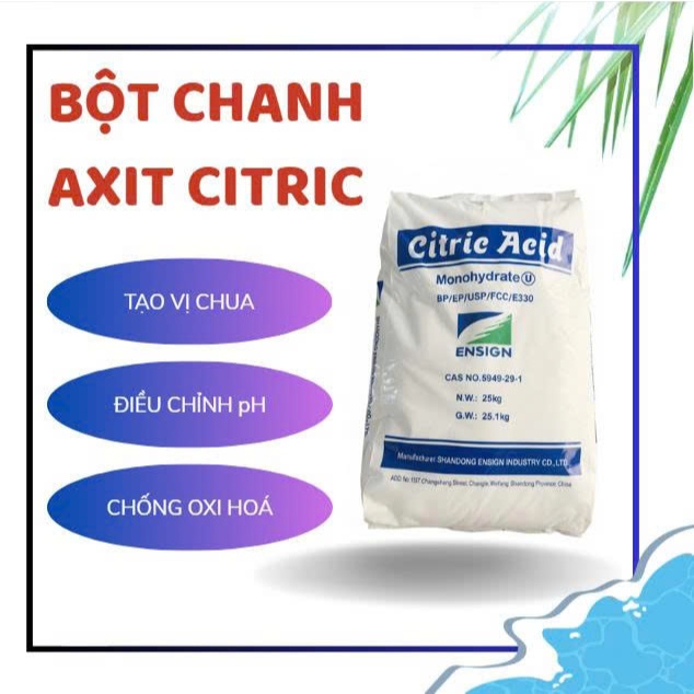 Bột Chua, Axit Citric, Bột Chanh Tẩy Rửa, Bột Chanh Tạo Độ Chua Cho Thực Phẩm E330 (Bao 25KG)