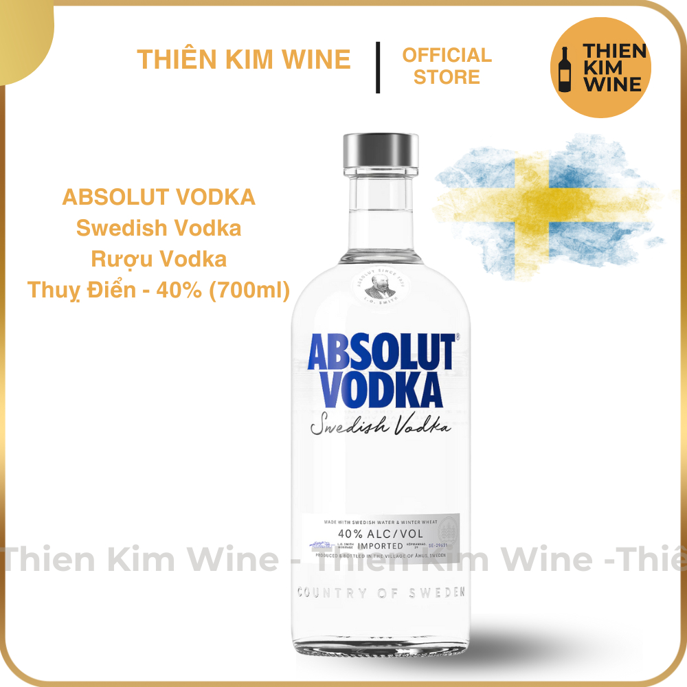 [Chính hãng] - Rượu Vodka Thụy Điển Absolut Vodka Original - 700ml (40%) Thiên Kim Wine