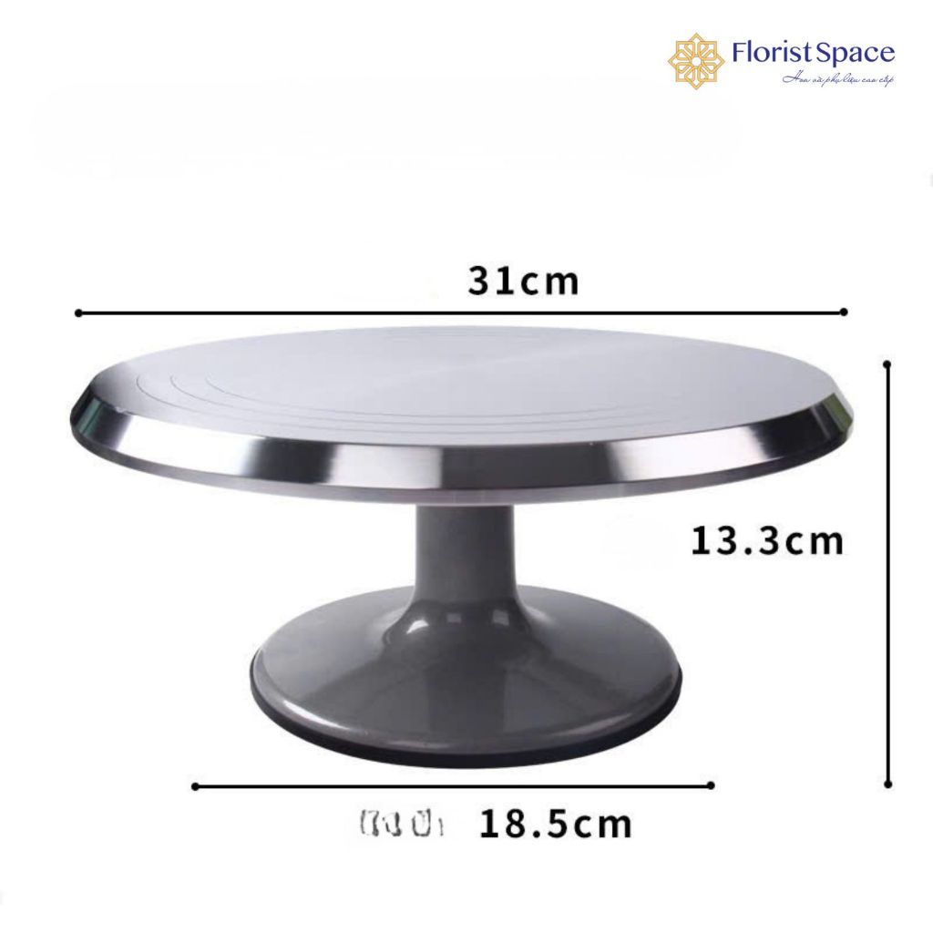 Bàn Xoay Inox Dùng Cắm Hoa (Làm Bánh/Đế đựng mẫu sản phẩm chụp ảnh, quay review, mukbang đồ ăn) (Kt: