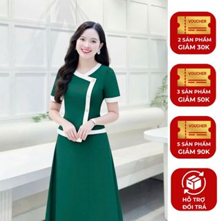  Áo LẺ nữ  KHÔNG KÈM VÁY  Nhật Vy cổ V tay ngắn chất lụa công sở dự tiệc màu nâu hồng xanh - D3493 