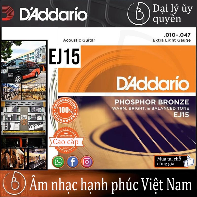 D'addario  Dây Đàn Guitar Acoustic EJ15 (10-47) EJ26 (11-52) EJ16 (12-53)  Việt Thương Music