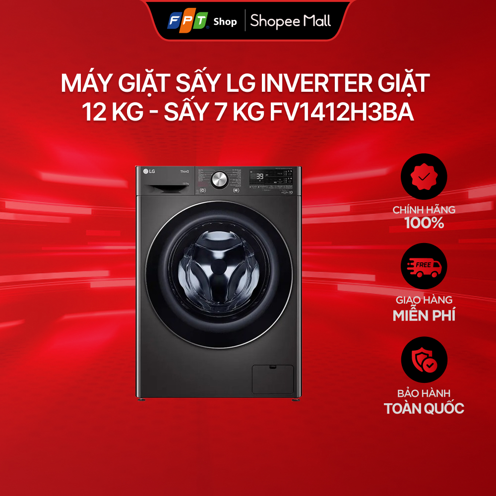 [Chỉ GH tận nơi] Máy giặt sấy LG Inverter giặt 12 kg - sấy 7 kg FV1412H3BA