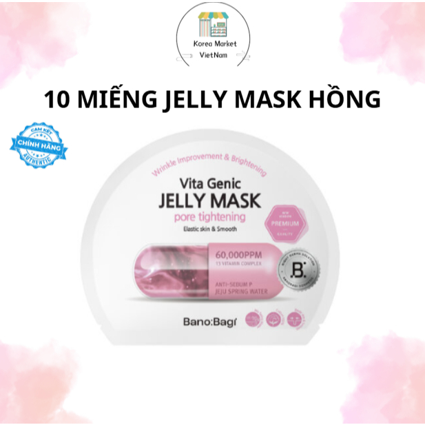 Hộp 10 Mặt Nạ BANOBAGI Vita Genic Jelly Mask Pore Care Hồng 30ml x10