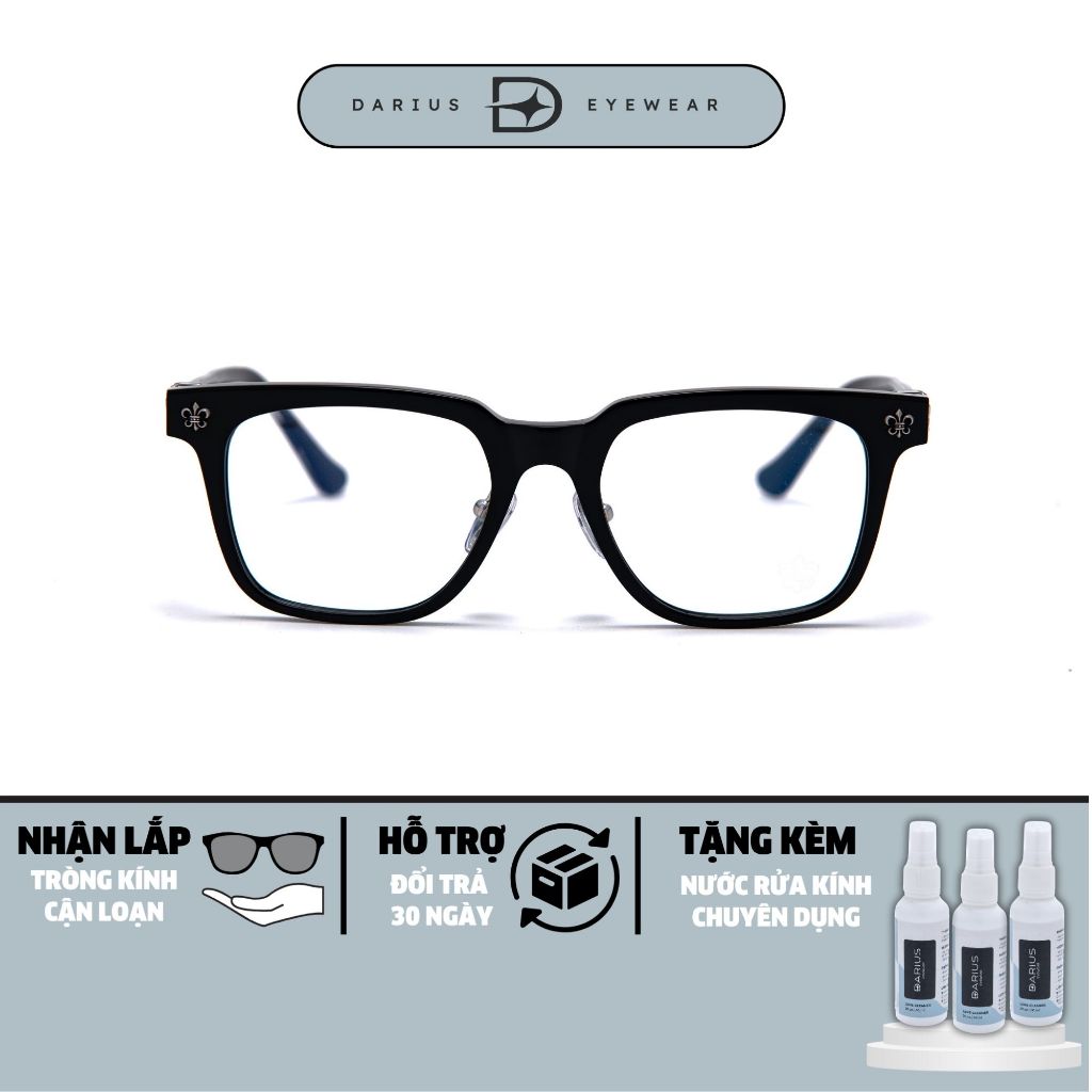 Gọng kính cận nam DARIUS CH8138 dáng vuông nam tính, khỏe khoắn hợp kim titan chống han gỉ DCH66