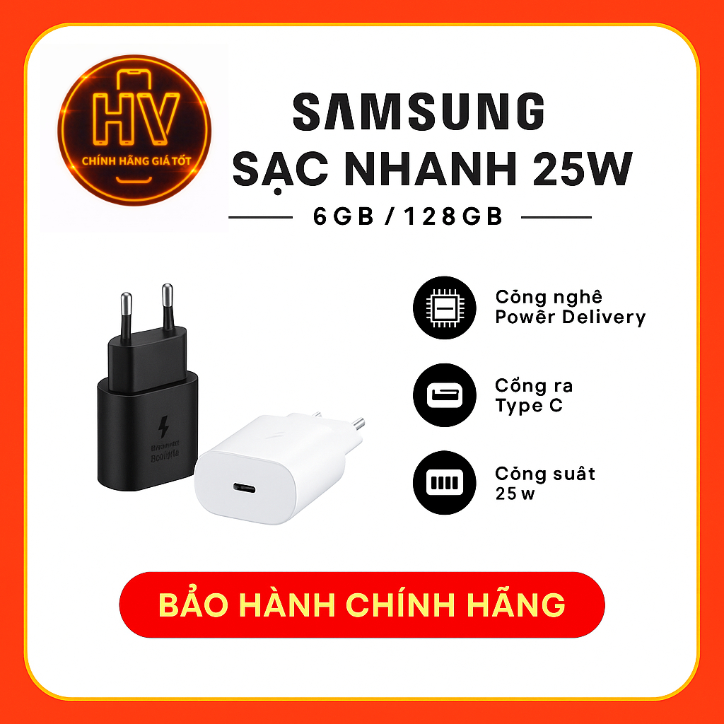 Củ Sạc Samsung Type C PD 25W EP-T2510N - Hàng Chính Hãng