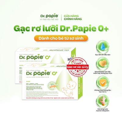 [LIVE] Combo 2 hộp Gạc rơ lưỡi Dr.Papie 0+ làm sạch răng lưỡi nướu khoang miệng, an toàn cho bé sơ sinh (30 gói/hộp)