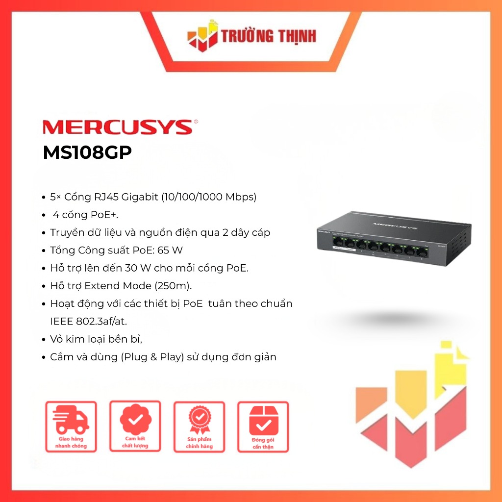Switch để bàn 8 cổng Mercusys MS108GP
