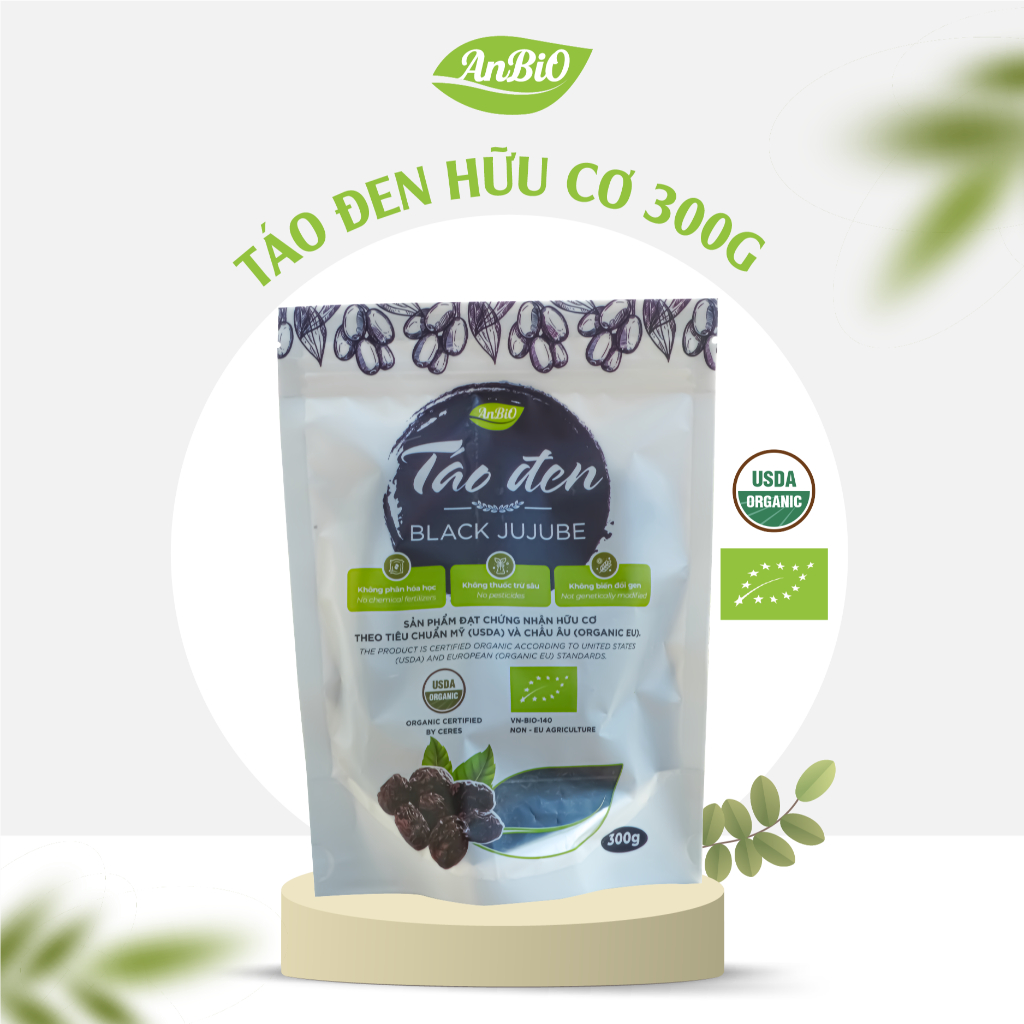 {CHÍNH HÃNG ANBIO} Táo đen hữu cơ Anbio 300g - Giấy Chứng Nhận Hữu Cơ USDA (Mỹ)& EU (Châu Âu)