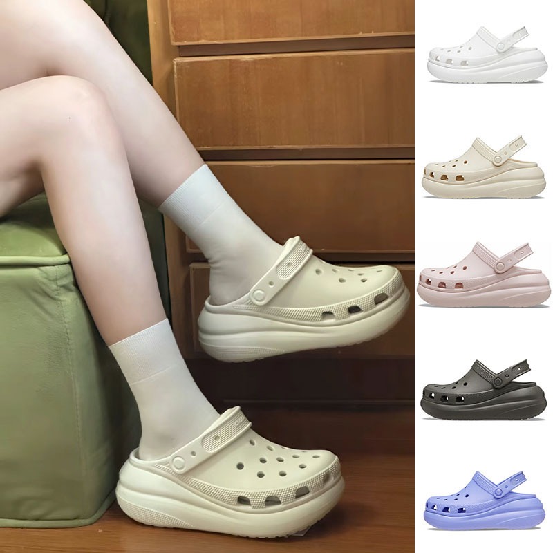 Giày Clog Nữ Crocs Platform Classic-Dép sục cross nữ màu trơn đế cao, chất liệu EVA siêu nhẹ 5CM