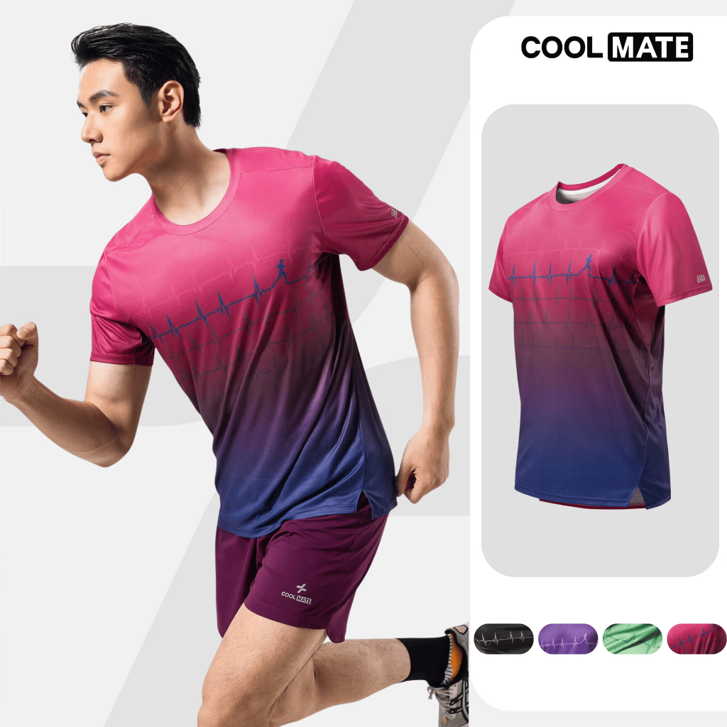 [SALE TẾT]Áo thun nam thể thao chạy bộ Graphic Heartbeat siêu nhẹ, thoáng khí, thấm hút tốt - Coolma