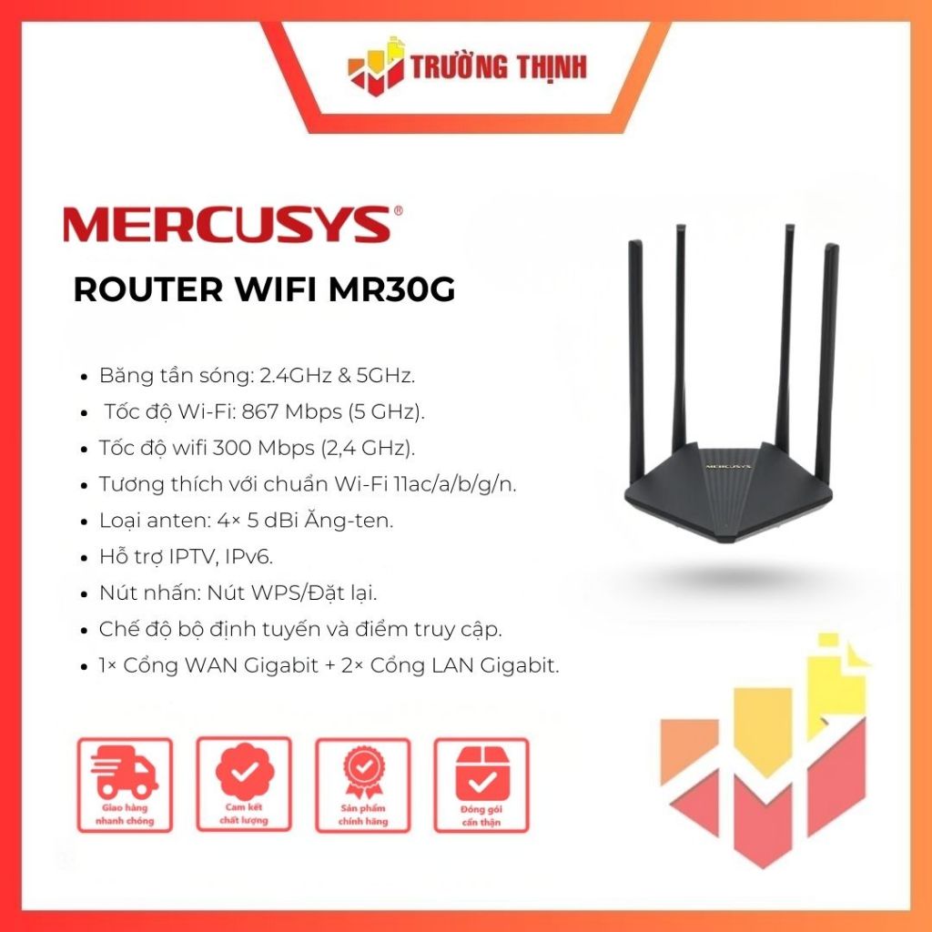 Bộ định tuyến Wi-Fi Gigabit băng tần kép AC1200 MR30G