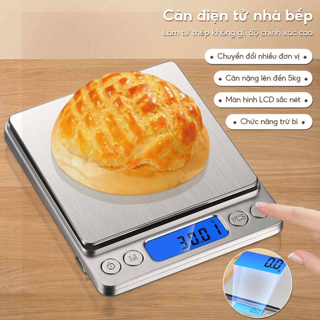 Cân Tiểu Ly Điện Tử 0.1G - 3000G (3KG) - Trường Thịnh Sài Gòn