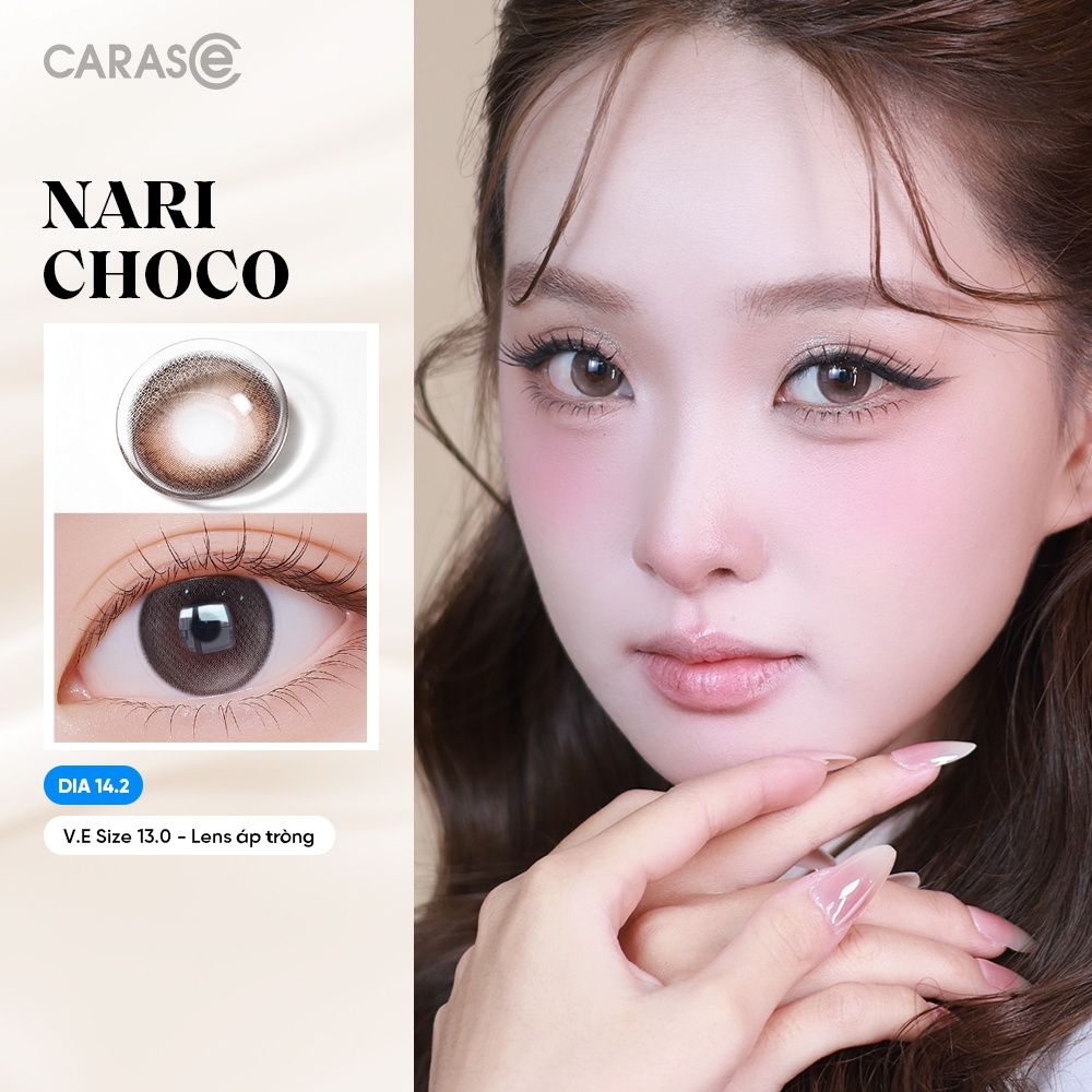 Lens Cận 1 Chiếc NARI CHOCO 1 ngày Carase Màu Nâu Đồng - 1 bên mắt