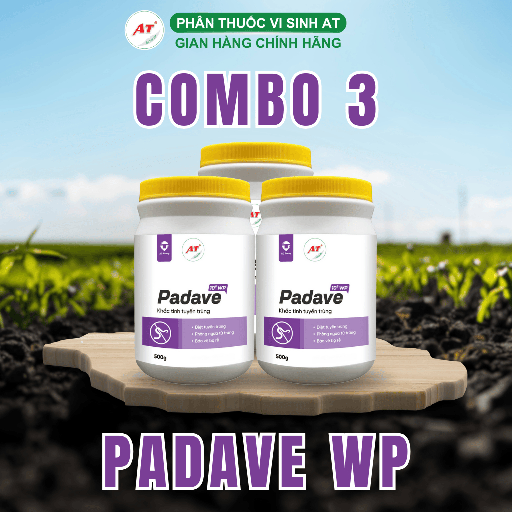 Combo 3 hũ Padave WP- Xử Lý Tuyến Trùng, Phòng Trừ Tuyến Trùng Hiệu Quả- 500g