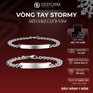  Vòng tay nam nữ Destorm Stormy Vòng tay đôi - Khắc tên thời trang Unisex Thép không gỉ Có hộp quà tặng và túi đựng 