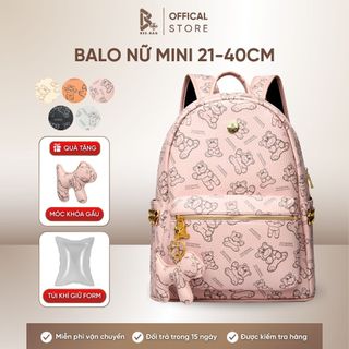 Balo Da Thời Trang Nam Nữ Cặp Sách Đi Học Hình Gấu Chất liệu Da Pu Cao Cấp Balô Da Chống Nước Đựng Laptop
