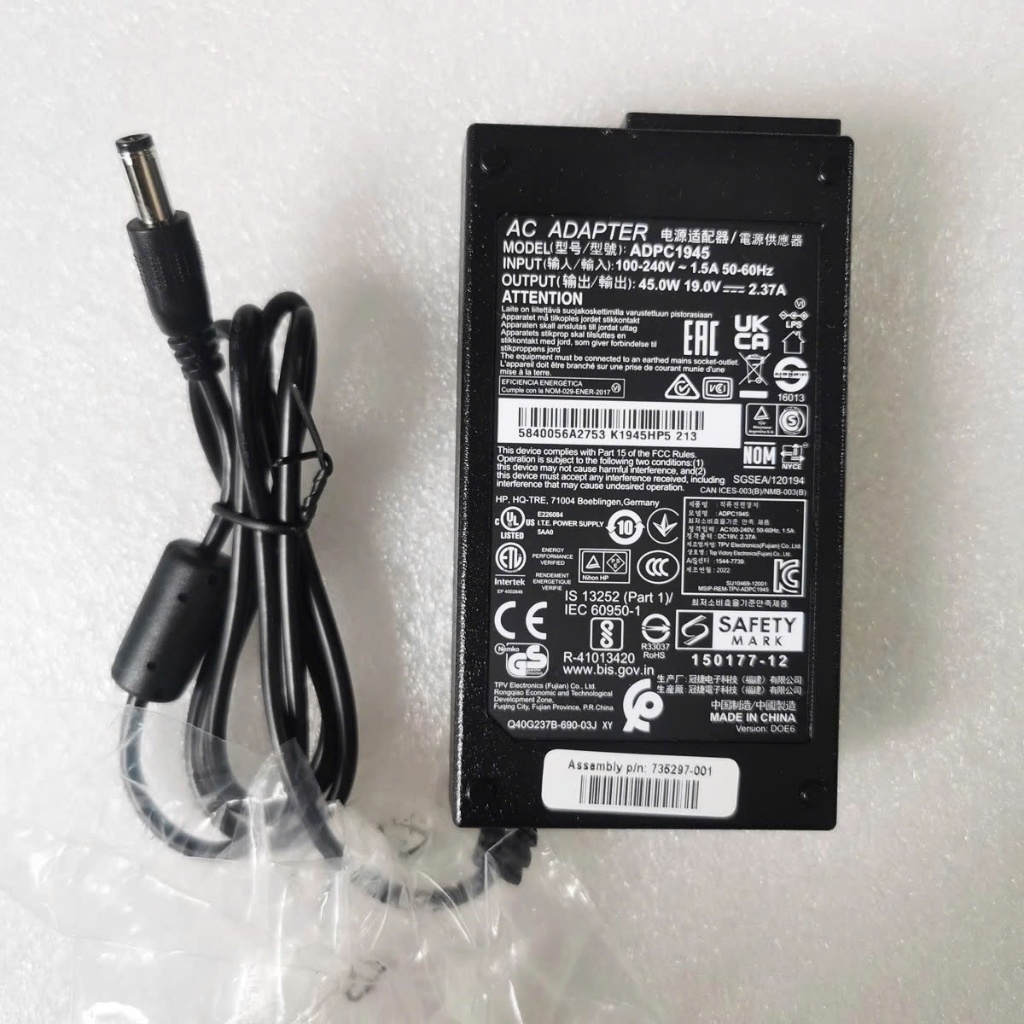 Dây nguồn AC/DC Adapter 19V 2.37A – 45W chuyên dùng cho màn hình Philips, AOC
