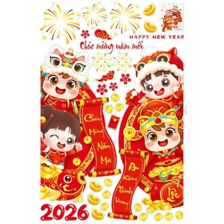Tranh decal noel 2026 , tranh trang trí giáng sinh mẫu tĩnh điện PA112