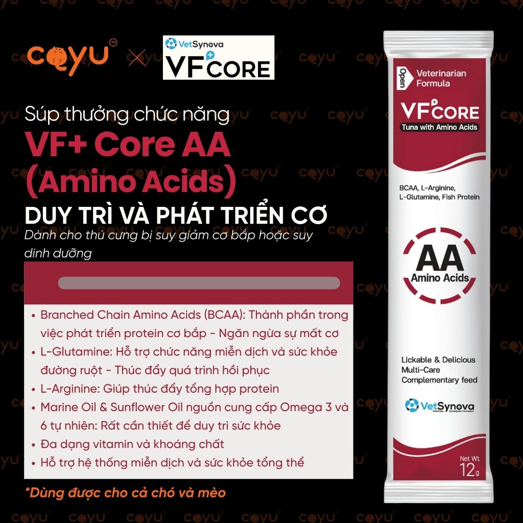 Combo - Súp Thưởng Chức Năng Vetsynova VF+ Core - AA - Duy Trì & Phát Triển Cơ Bắp - Coyu