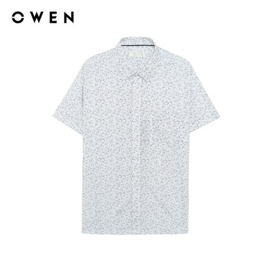 Owen - Áo sơ mi ngắn tay Body Fit AB255024NT màu Xanh chất liệu Bamboo spandex