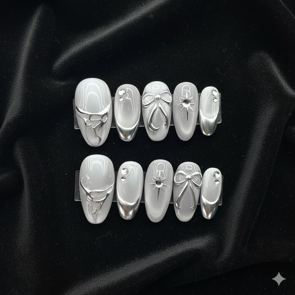 M214 Móng giả mắt mèo cá tính tráng gương