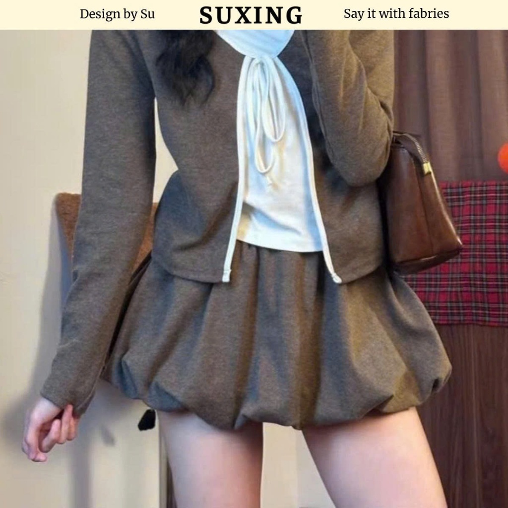 Chân váy dáng bí phồng chất nỉ lông thỏ mềm mại - Suxing - Lẻ CV S308