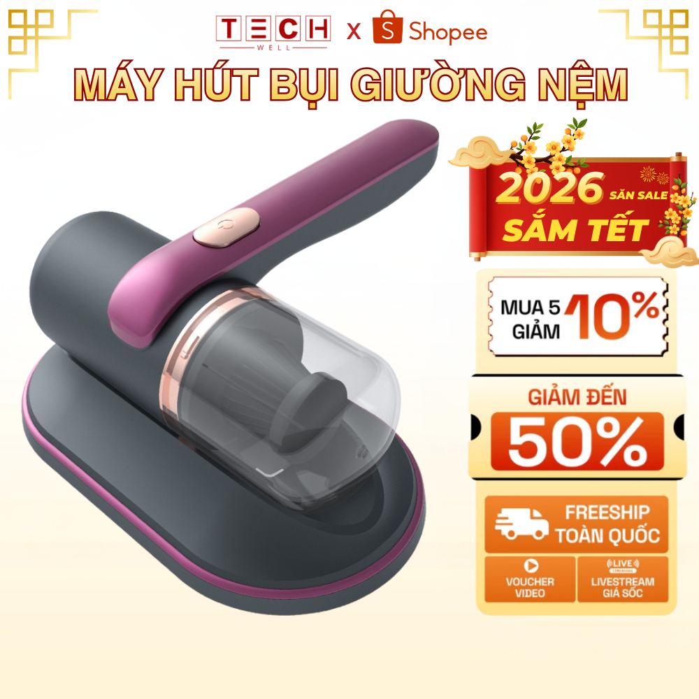 Máy hút bụi chăn ga giường nệm cầm tay không dây, diệt khuẩn bằng tia UV